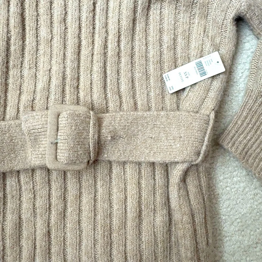 Anthropologie Long sleeve oversized turtleneck belted sweater midi dress, sz XSP - Picture 4 of 13